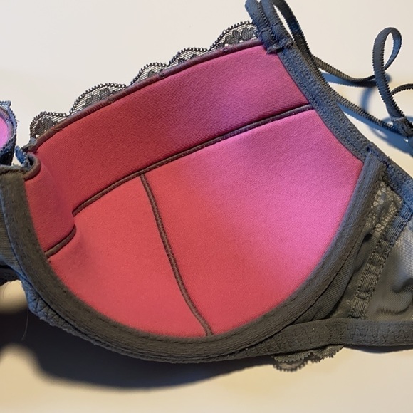 Grey Lace Date Demi Bra 36D Clip for racerback lined no push up - Picture 4 of 10